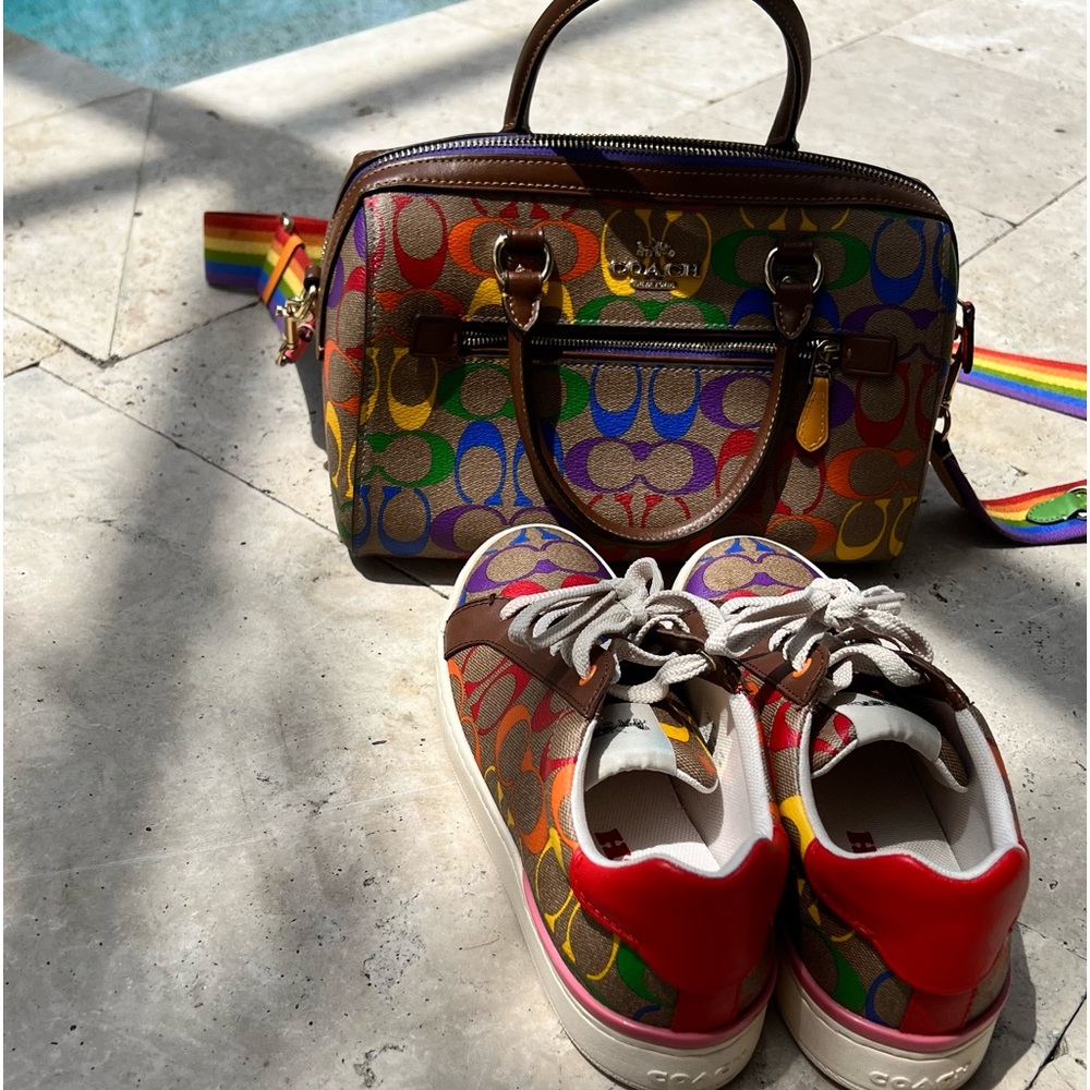 Worn one time. For about 2 hours. Very nice and trendy Coach bag with the shoes